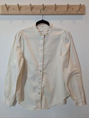 Gap Ruffle Brushed Cotton Blouse - snap buttons